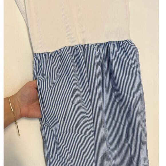 NWT J.Crew Striped Ribbed Knit Mixy Dress White Blue Size Small - Picture 7 of 7